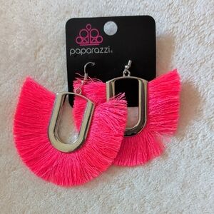 Paparazzi Hot Pink Fringe Earrings New